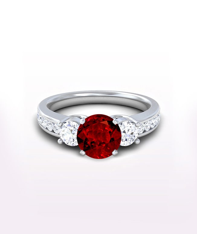 Ruby Three Stone Rings