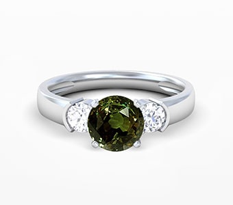 GemsNY Alexandrites Three Stone Engagement Rings