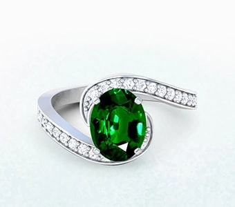 GemsNY Tsavorite Side Stones Engagement Rings