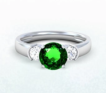 GemsNY Tsavorite Three Stone Engagement Rings