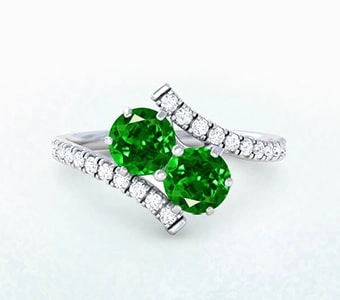 GemsNY Tsavorite Two Stone Engagement Rings