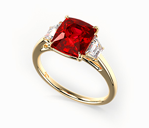 Three Stone Ring Setting With Trapezoid Diamonds