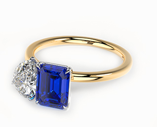 Toi et Moi Ring Setting with Pear Diamond