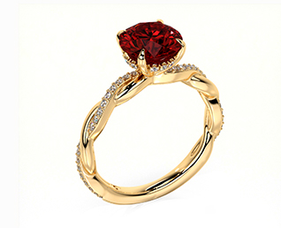 Hidden Halo Twisted Shank Ring Setting with Round Diamonds