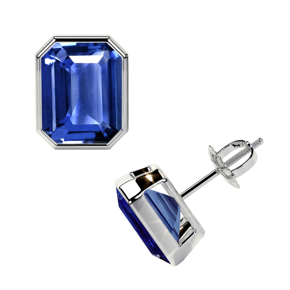 Emerald cut sapphire earrings outlet