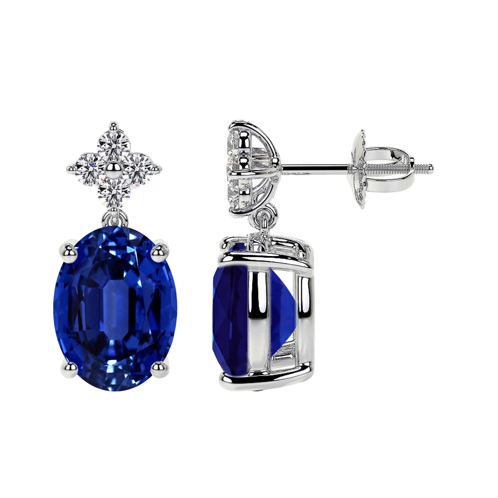 Oval blue sapphire deals earrings