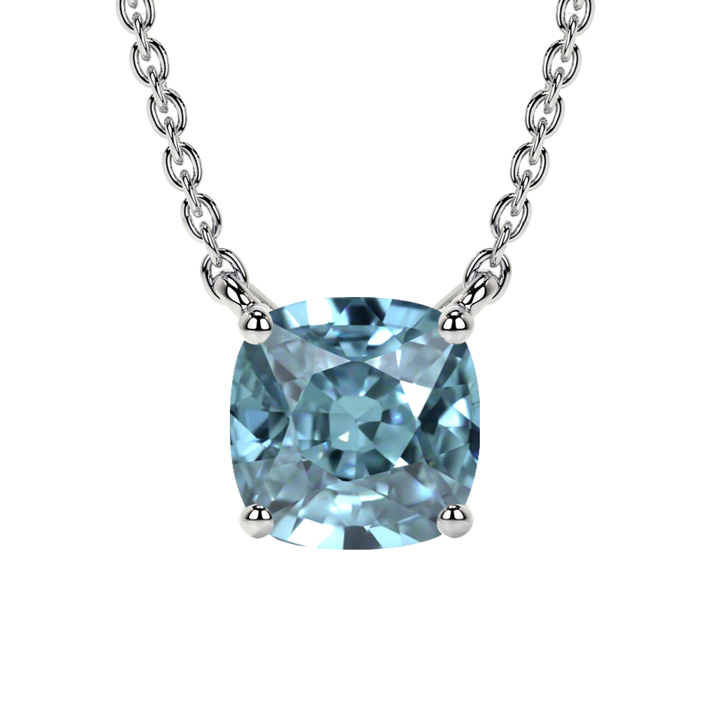 Natural Solitaire Aquamarine Pendant (1.00cts)- PAQ009-6X6-AAA