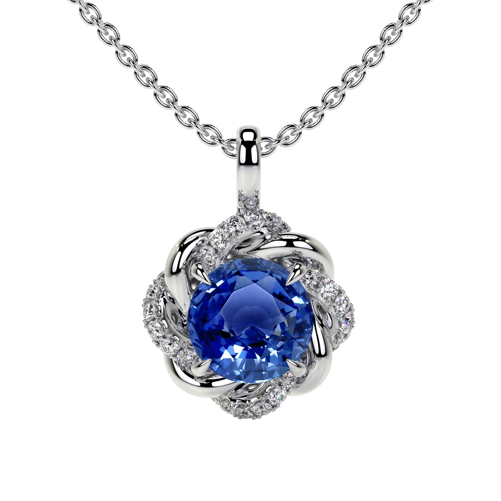 Sapphire hot sale flower pendant