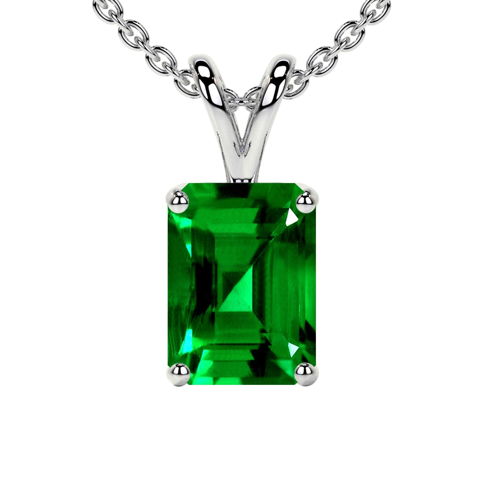 Natural Emerald Solitaire Pendant, Panna Pendant - Shraddha Shree Gems