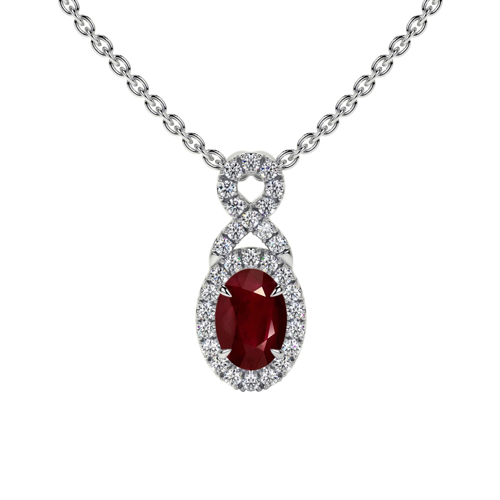Natural Ruby Oval Cut Flower Pendant (0.72cttw) AA Quality