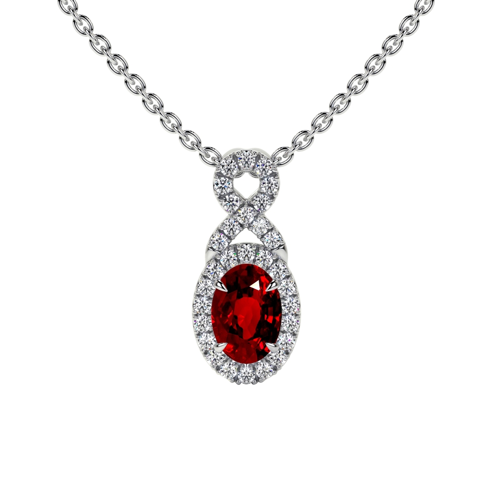 Reddish Pink Sapphire Pendant - Oval 0.80 Ct. - 14K Yellow Gold