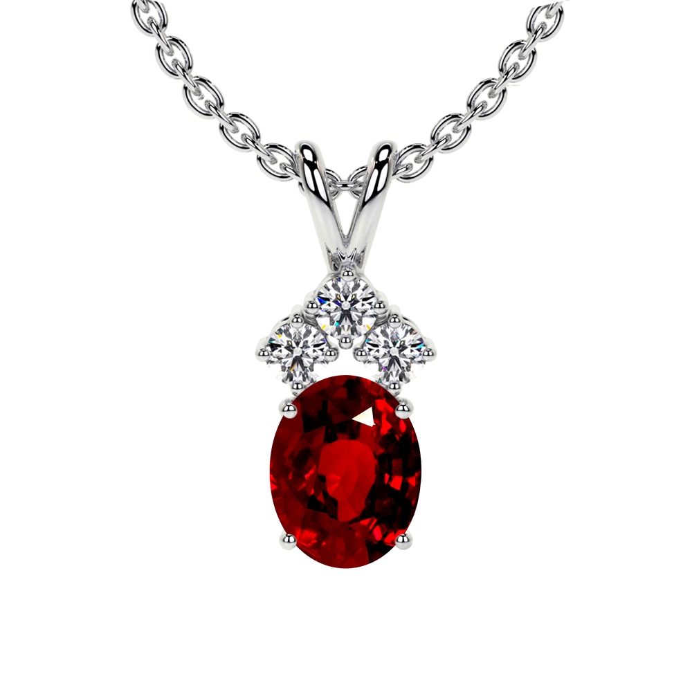 Reddish Pink Sapphire Pendant - Oval 0.80 Ct. - 14K Yellow Gold