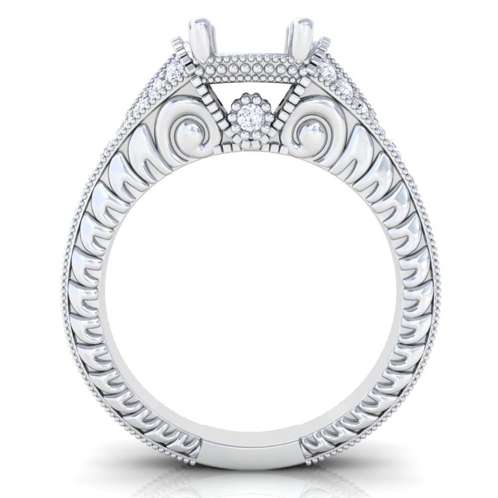 Oval Ring Setting With Pave Set Diamonds (0.32cttw) | GemsNY