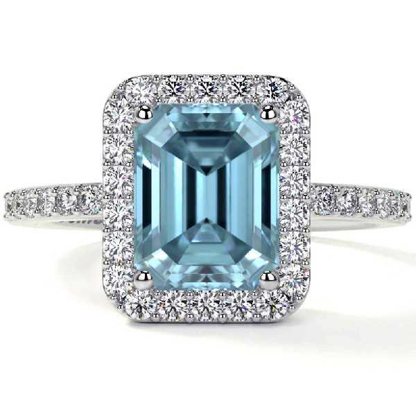 Emerald Cut Ring Setting With Pave Set Diamonds (0.51cttw) | GemsNY