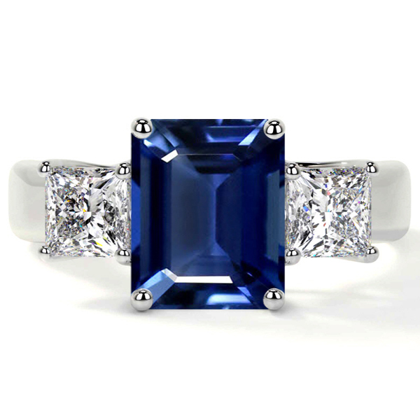 Three Stone Trellis Ring Setting With Princess Cut Diamonds (1.04cttw ...