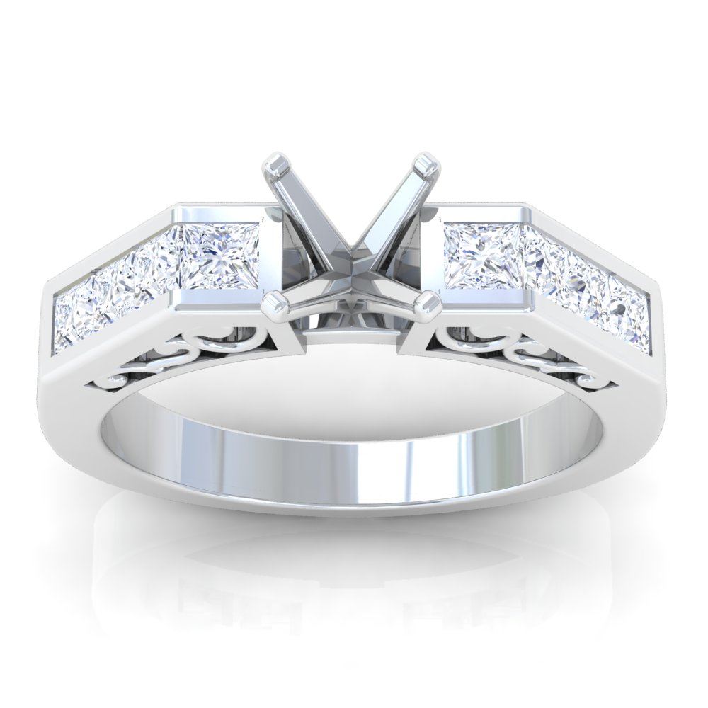Princess Channel Set Rings Channel Set Princess Cut Diamonds Ring Setting (0.68cttw)