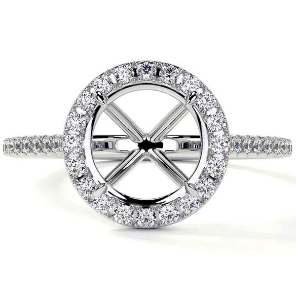 Halo Ring Setting With Pave Set Round Diamonds (0.35cttw) 