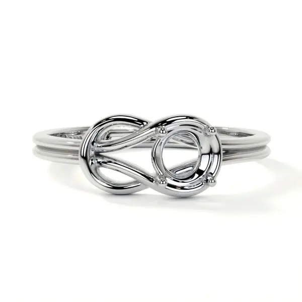 Round Infinity Knot Solitaire Ring Setting in 14k White Gold | GemsNY