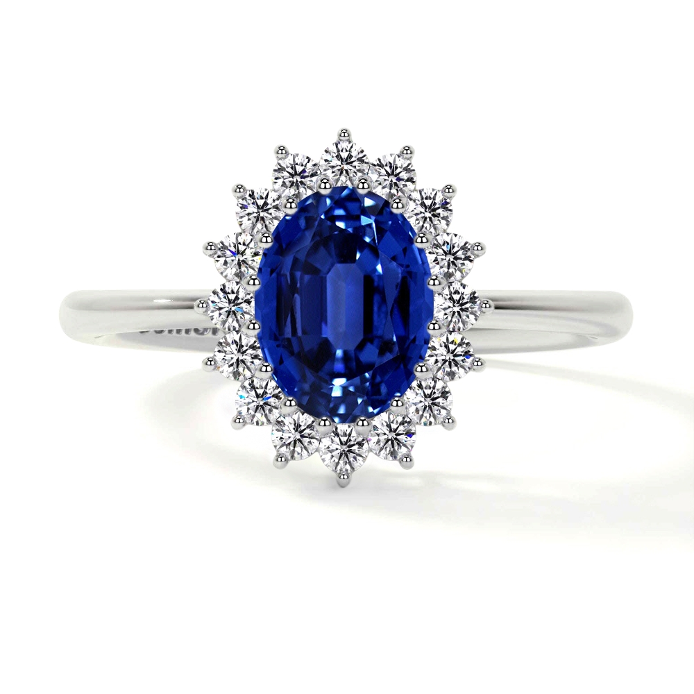 Cabochon Blue Sapphire Ring with Diamonds | Modern Gem Jewelry | Saratti