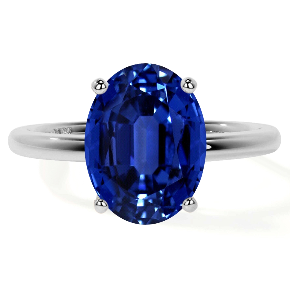 Traditional Oval Untreated Blue Sapphire Solitaire Ring 1.55cts. AAAAA Quality