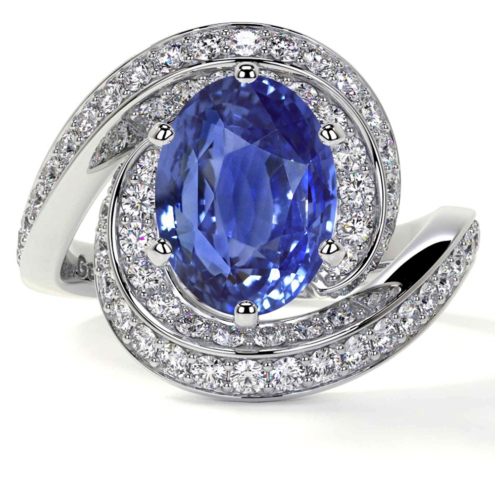 Blue sapphire hot sale pave ring