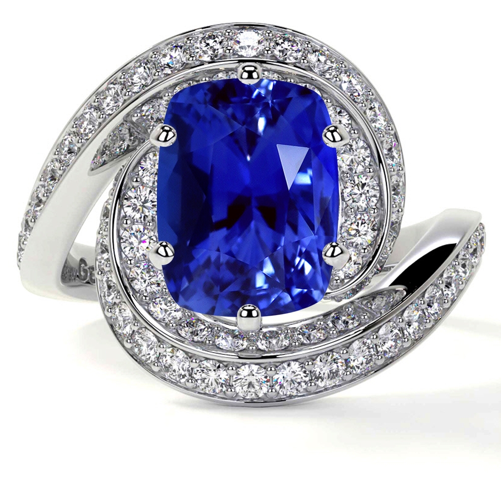 Rectangle blue sales sapphire ring