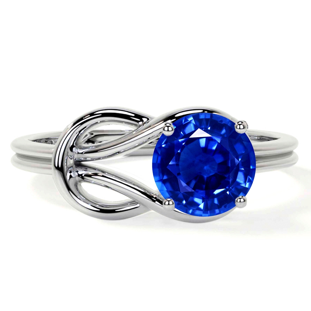 Blue Sapphire Round Vintage Prong Set Solitaire
