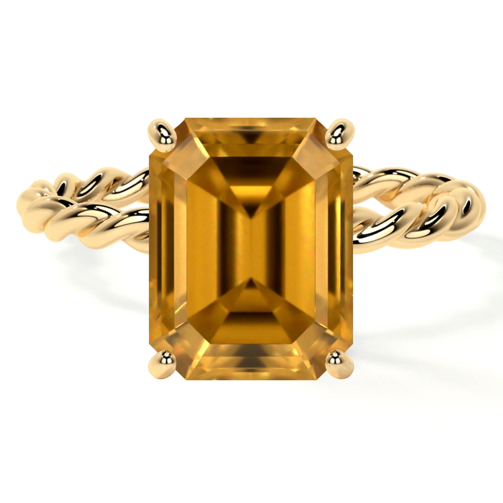 Natural Emerald Cut Citrine Solitaire Ring (1.50cts)- RCT222-8X6-AAAA