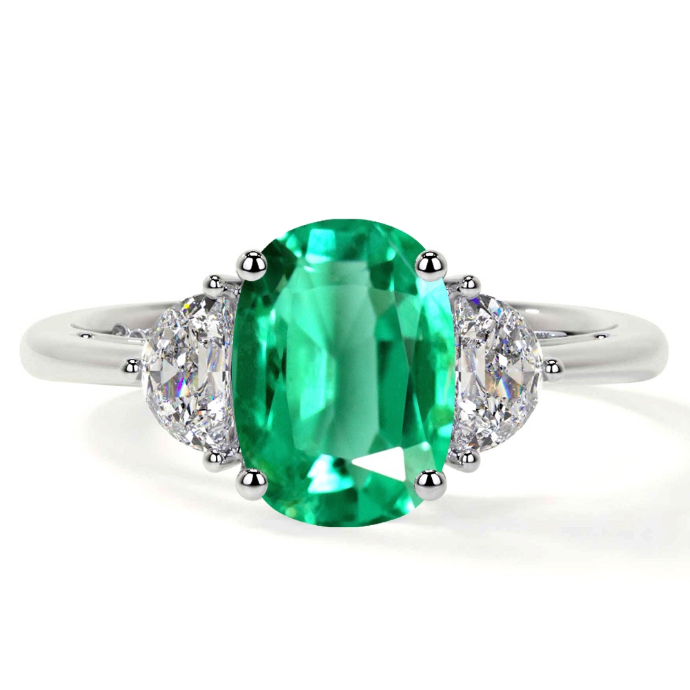 Emerald Ring, Created Emerald, Rectangle Ring, Green Square Ring, Radi