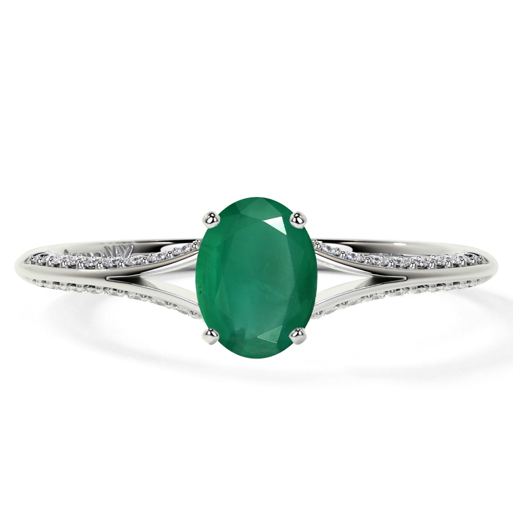 morgen zoals dat Eigenlijk Dainty Oval Emerald Ring With Splity Shank (0.68cttw) A Quality