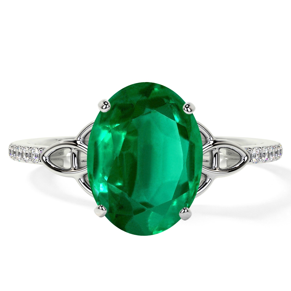 Celtic Engagement Ring Rose Gold and Emerald ENG9 - Doron Merav