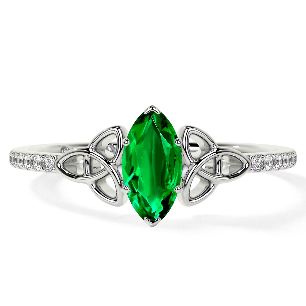 10K/14K18K Yellow Gold Emerald Celtic Engagement Ring
