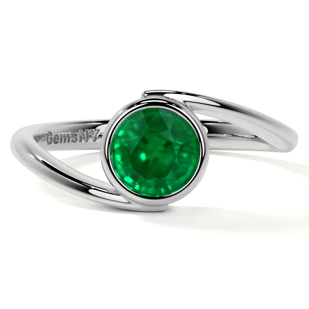 Natural Round Shape Emerald Solitaire Ring (0.50cts)- REM294-5X5-AAA
