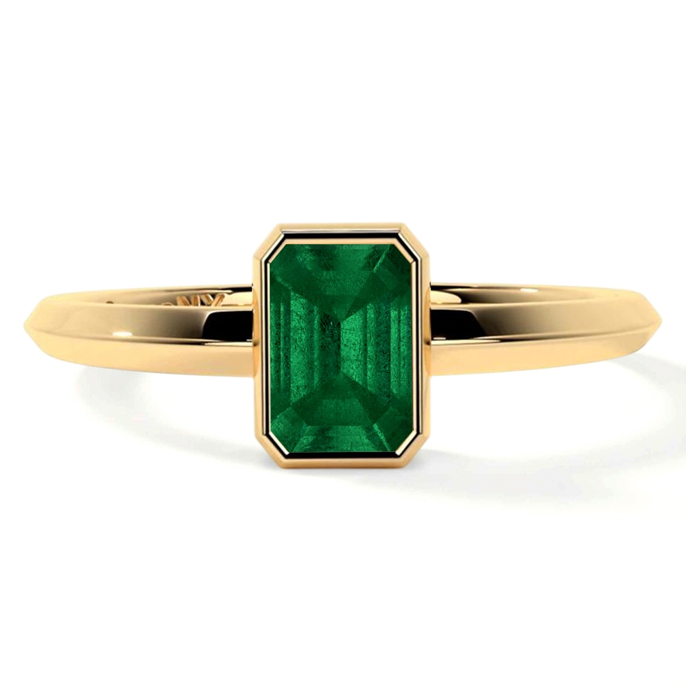 Natural Emerald Cut Emerald Solitaire Ring (1.00cts)- REM410-7X5-AA