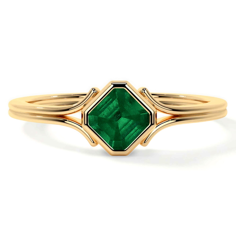 Natural Emerald Cut Emerald Solitaire Ring (2.25cts)- REM418-9X7-AA