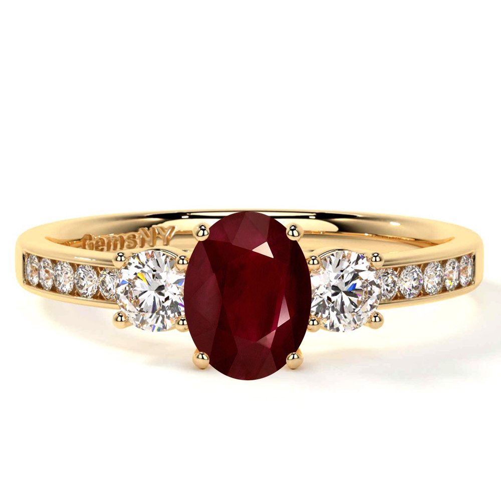 14k Yellow Gold 6x4mm Oval Garnet AA Diamond Heart Knot Side Ring