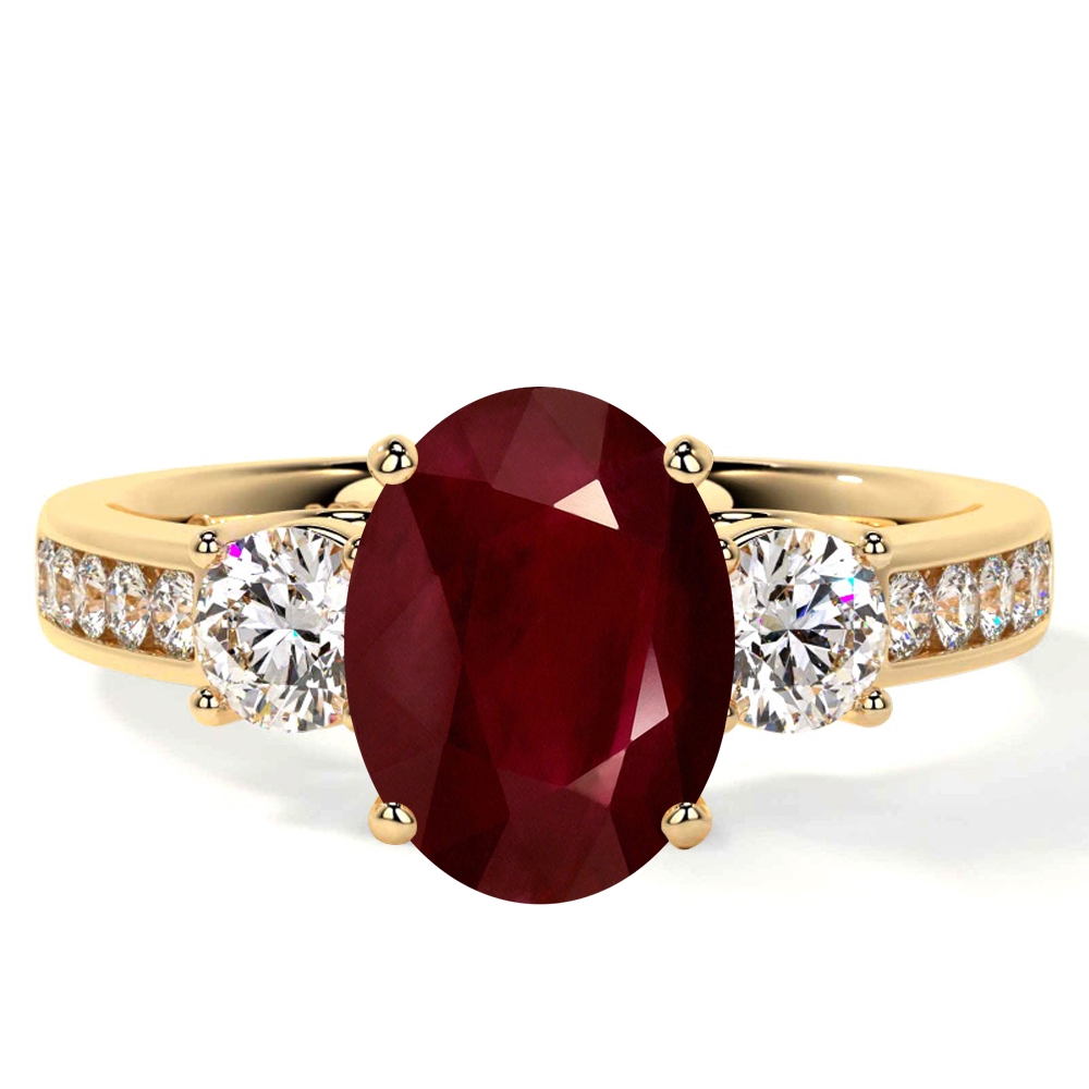 14k Yellow Gold 6x4mm Oval Garnet AA Diamond Heart Knot Side Ring