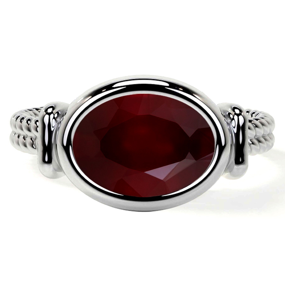 Ruby Rope Rings Oval Bezel Set Ruby Rope Ring(3.35cts.) AA Quality