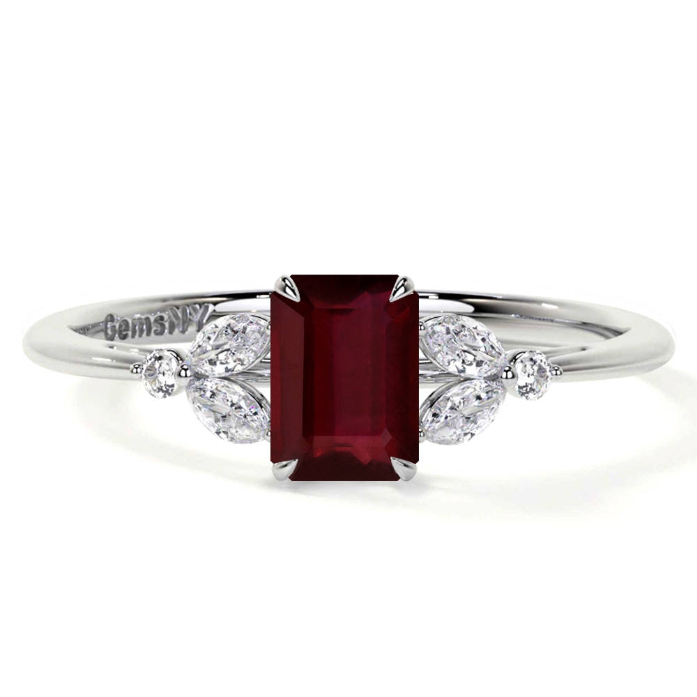 rubyページ Natural Emerald. Cut Ruby Prong Set Ring With Round Diamonds