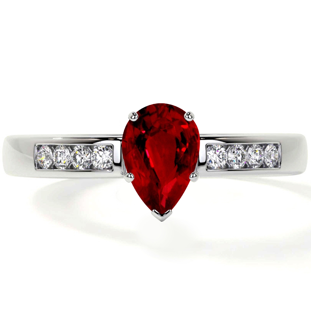 Pear Cut Ruby Engagement Ring,14k White Gold,Anniversary ring,Promise ring,Art  deco,Vintage Marquise Band,Prong,Milgrain edge,Gift for her