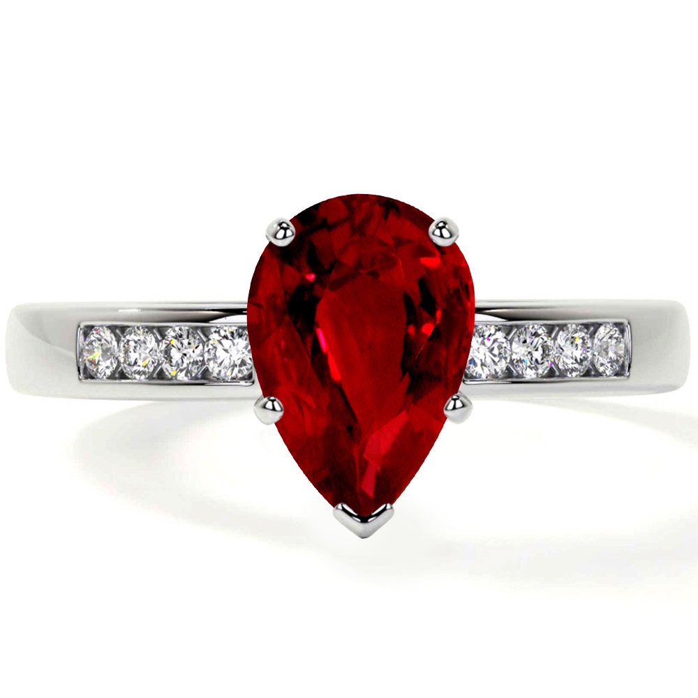 Pear Shaped Ruby and Diamond Ring in 10k Yellow Gold – maxwellandcojewelry