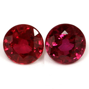 Untreated 0.69 cttw. Ruby Round Matched Pair