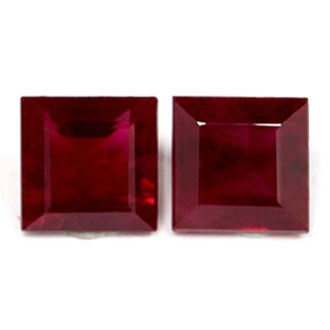 0.90 cttw. Ruby Square Matched Pair, AAAA Quality | GemsNY