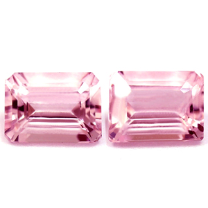 2.67 cttw. Emerald Cut Pink Morganite Matched Pair, AAAA Quality