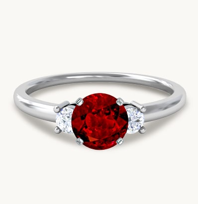 Classic Three Stone Ruby Engagement Ring with Diamonds