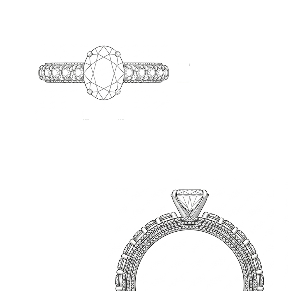 M*M様 ガーナイト Natural Oval Cut Morganite Prong Set Ring With Round Diamonds
