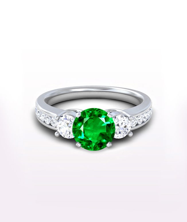 Emerald Three Stone Rings