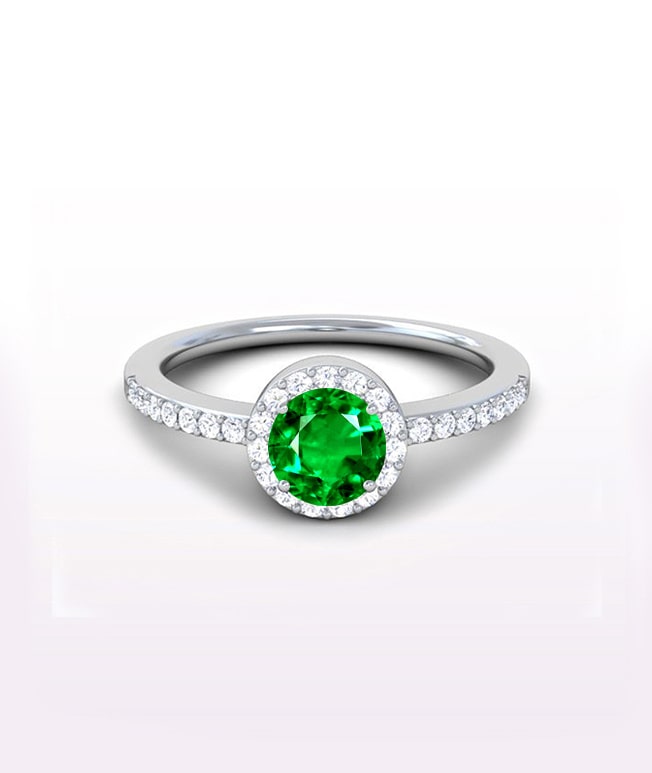 Emerald Halo Side Stone Rings