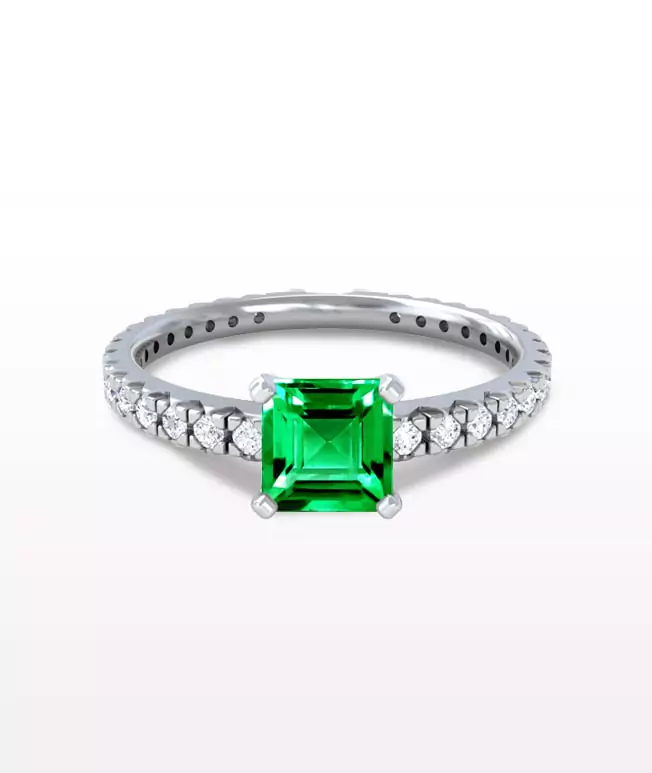 Emerald Classic Pave Rings