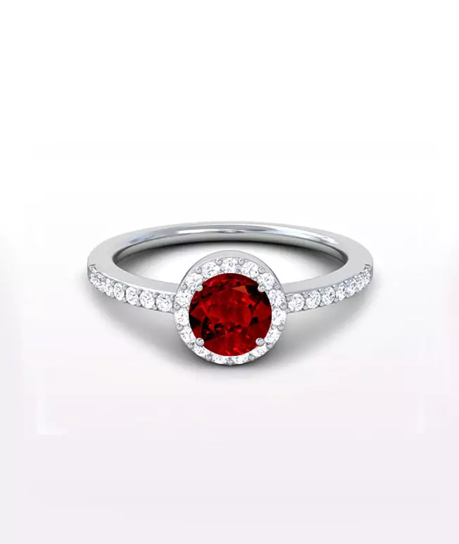 Ruby Halo Side Stone Rings